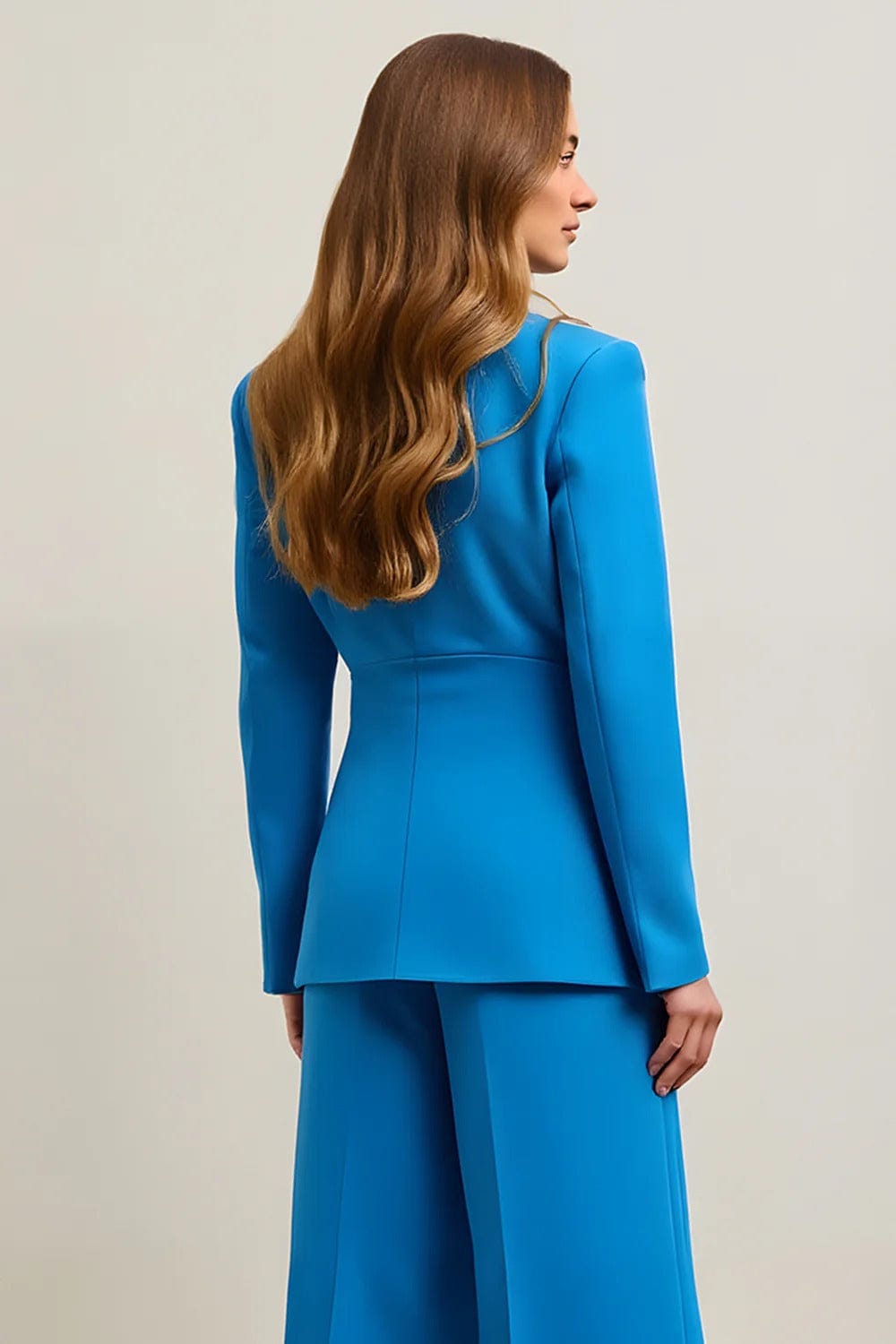 solovedress SoloveDress Women’s Blue 2-Piece Double Button Suit
