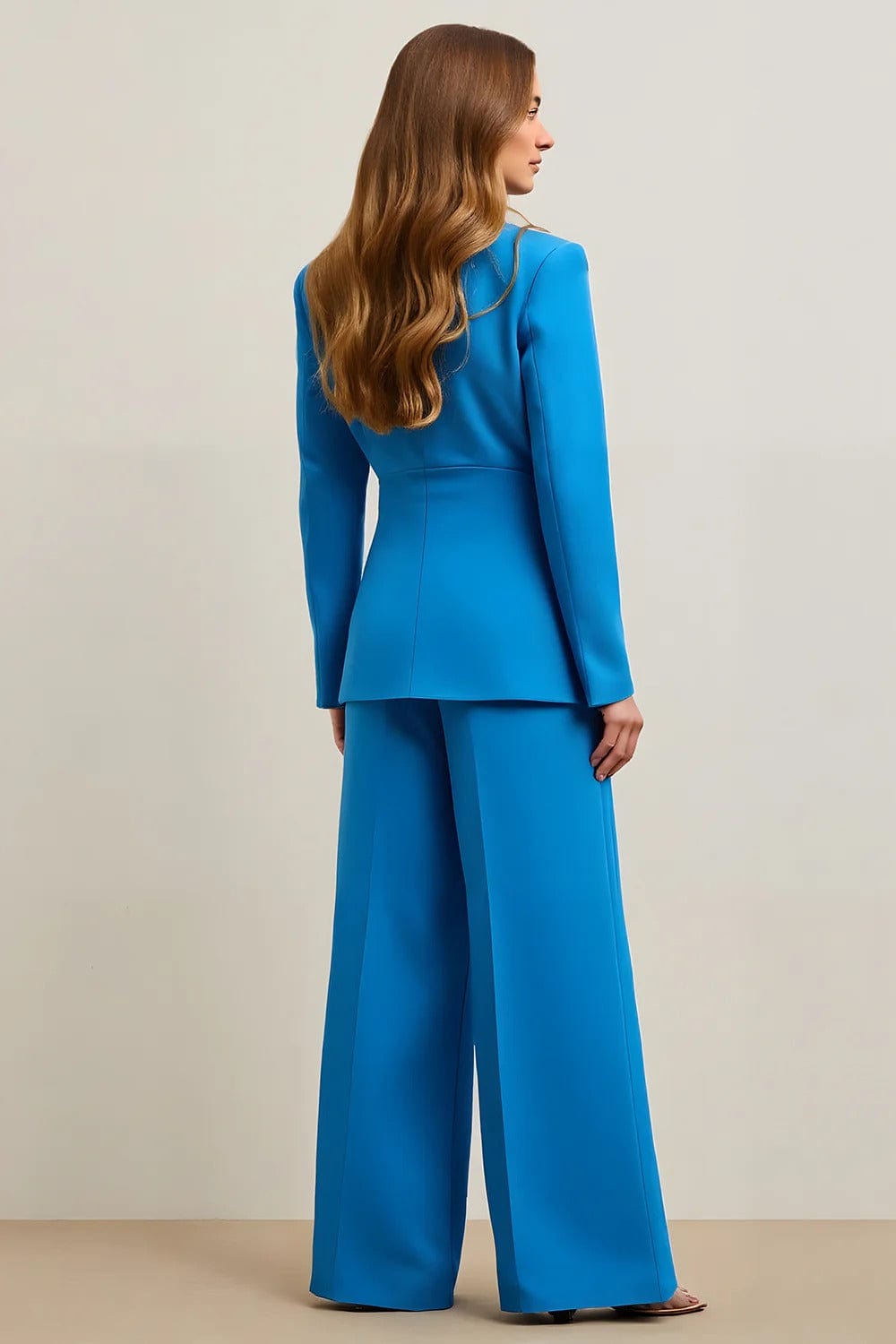 solovedress SoloveDress Women’s Blue 2-Piece Double Button Suit