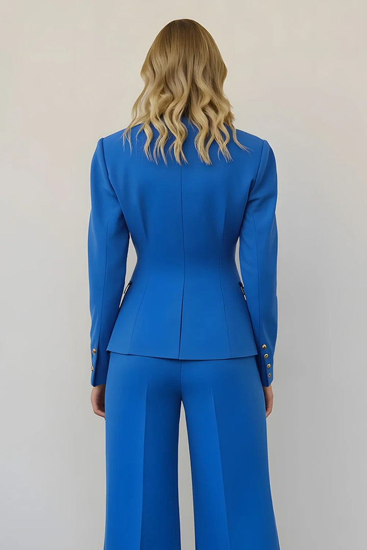 solovedress SoloveDress Women’s Blue 2-Piece Single-Breasted Suit