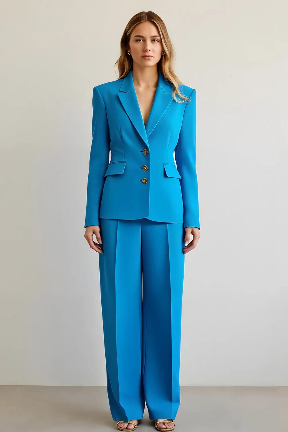 solovedress SoloveDress Women’s Blue Single-Breasted 2-Piece Suit