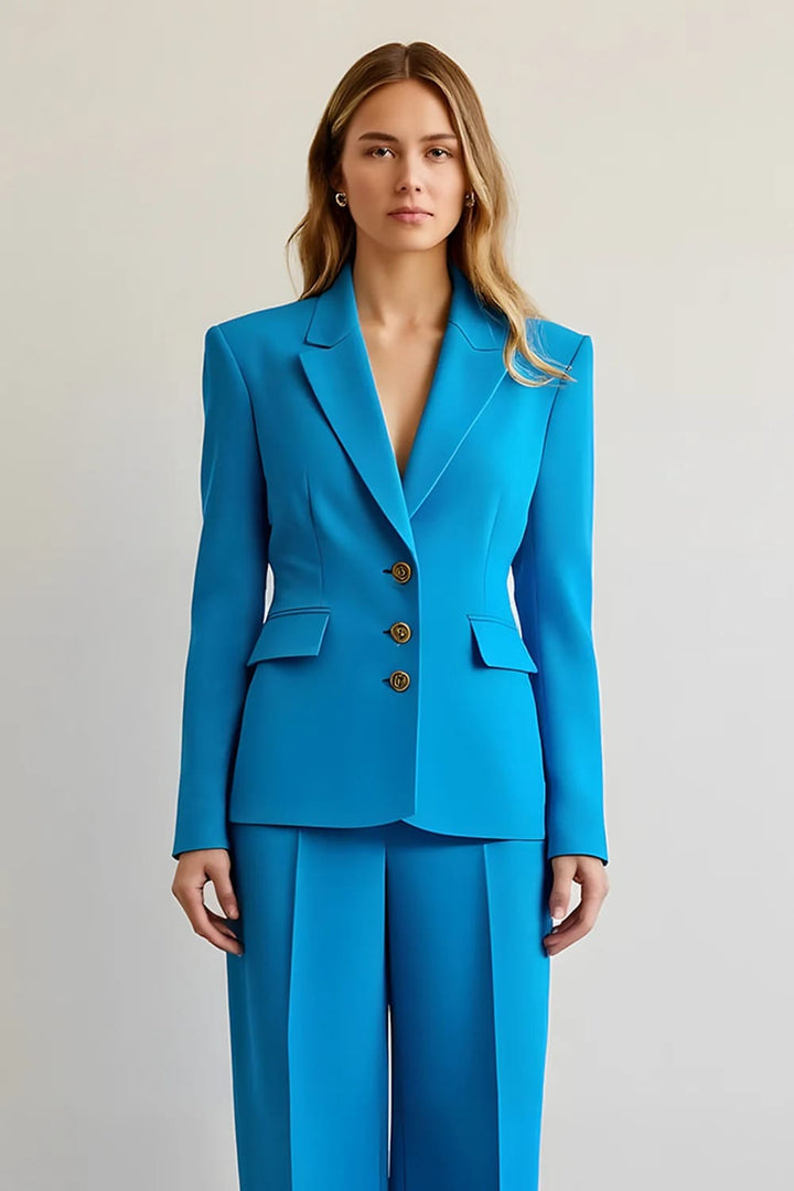 solovedress SoloveDress Women’s Blue Single-Breasted 2-Piece Suit