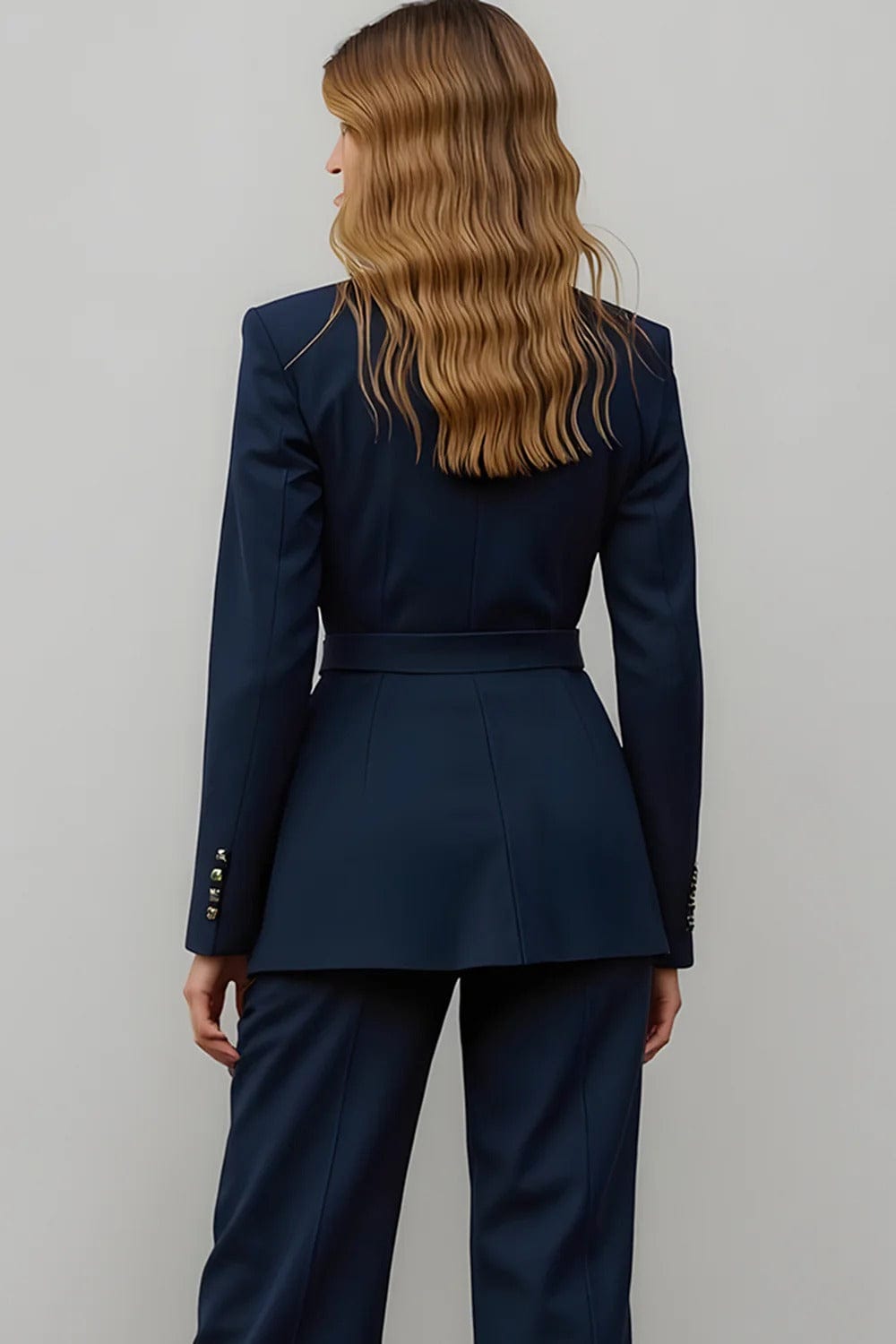 solovedress SoloveDress Women’s Navy 2-Piece Single-Breasted Suit