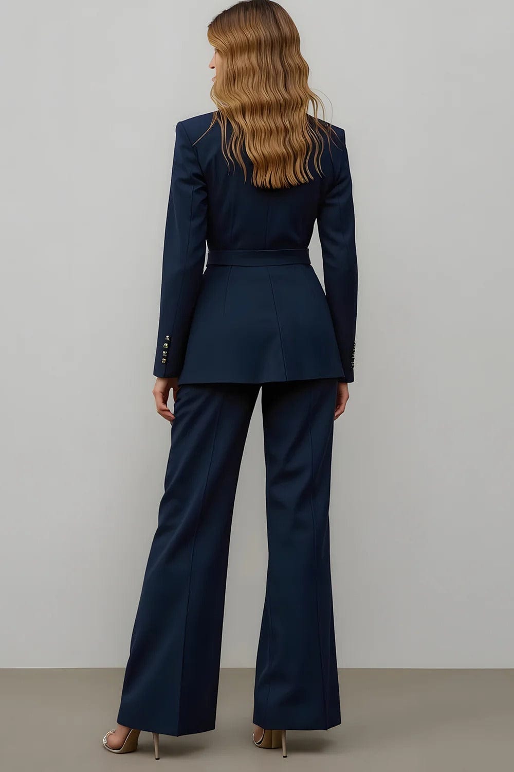 solovedress SoloveDress Women’s Navy 2-Piece Single-Breasted Suit