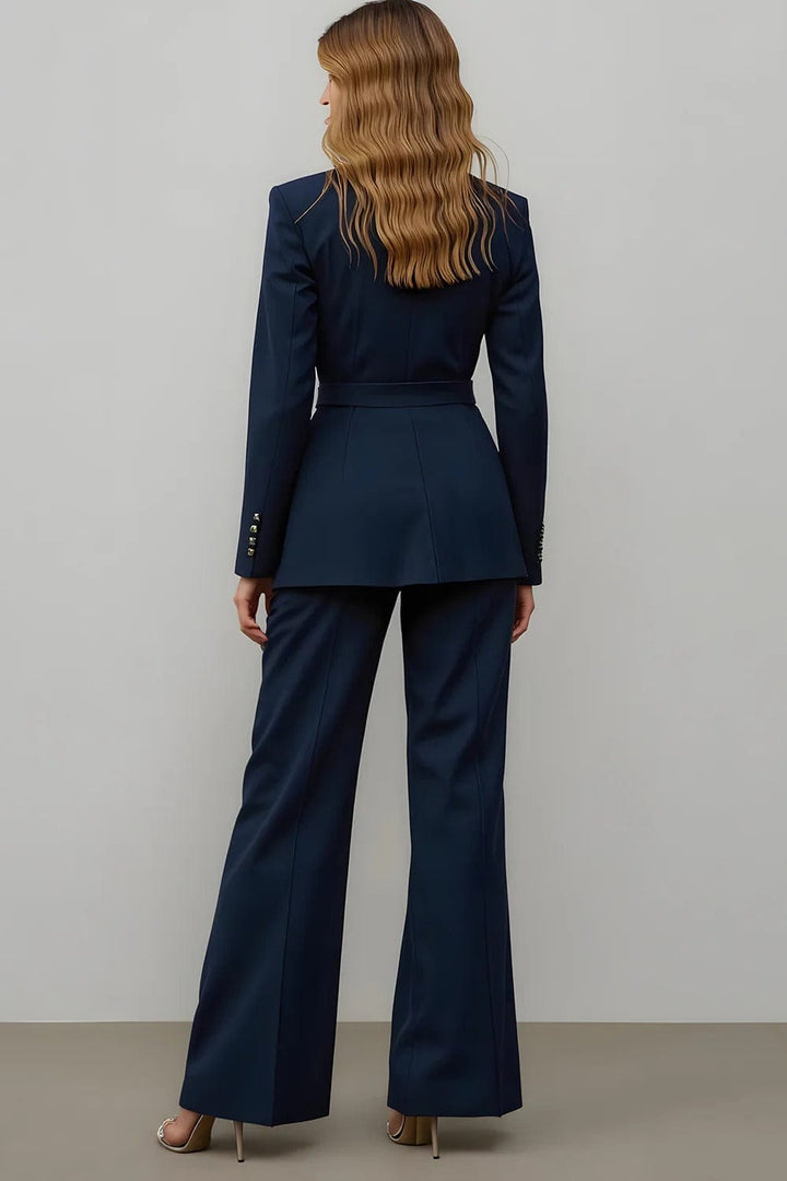 solovedress SoloveDress Women’s Navy 2-Piece Single-Breasted Suit
