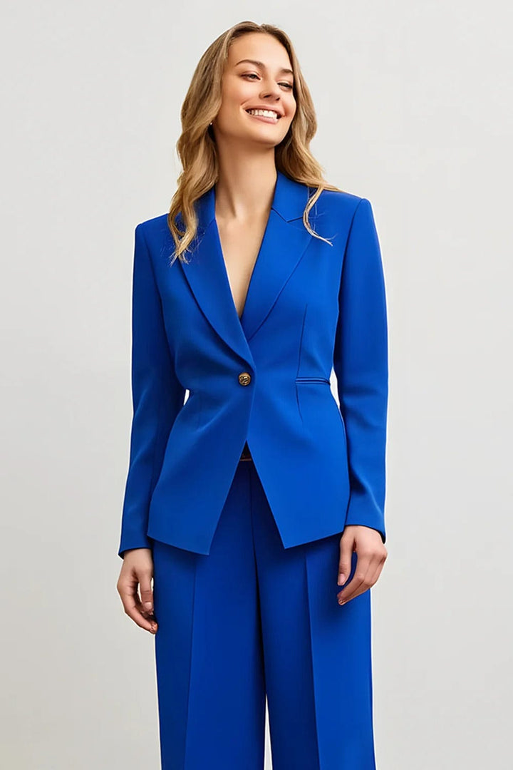 solovedress SoloveDress Women’s Royal Blue 2-Piece Single Button Suit
