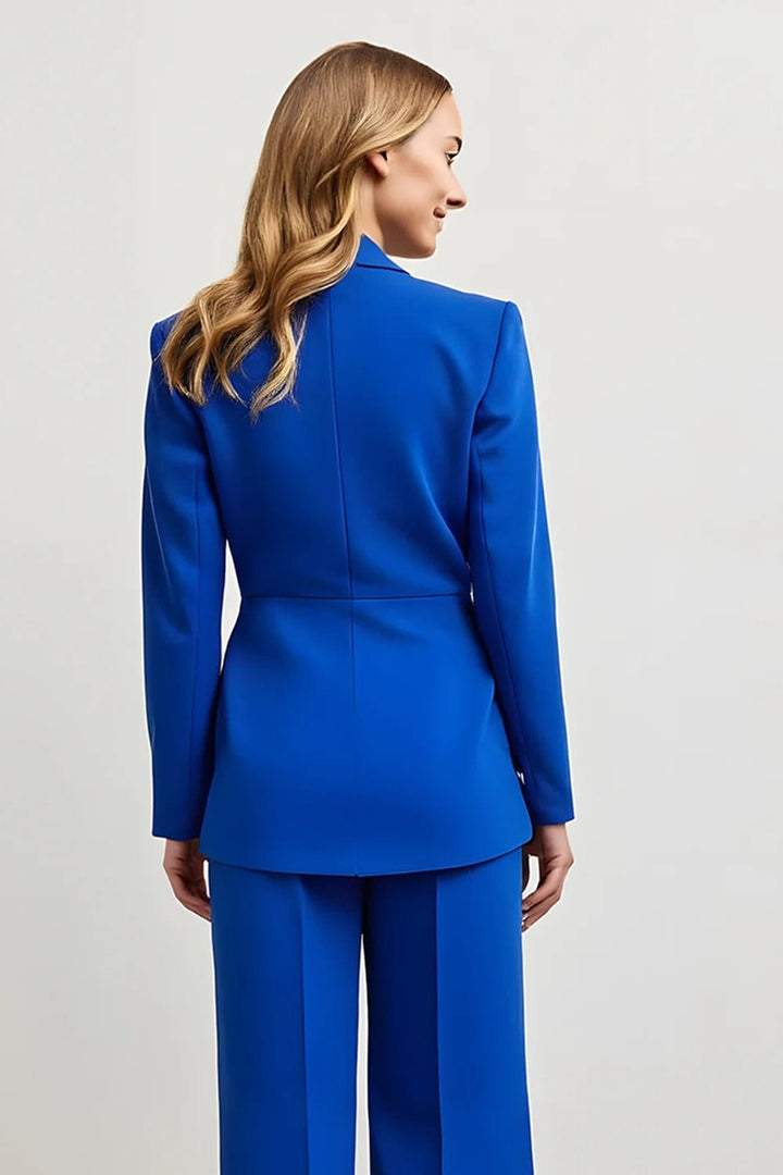 solovedress SoloveDress Women’s Royal Blue 2-Piece Single Button Suit