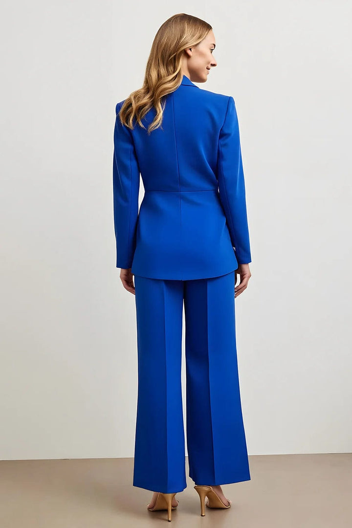 solovedress SoloveDress Women’s Royal Blue 2-Piece Single Button Suit