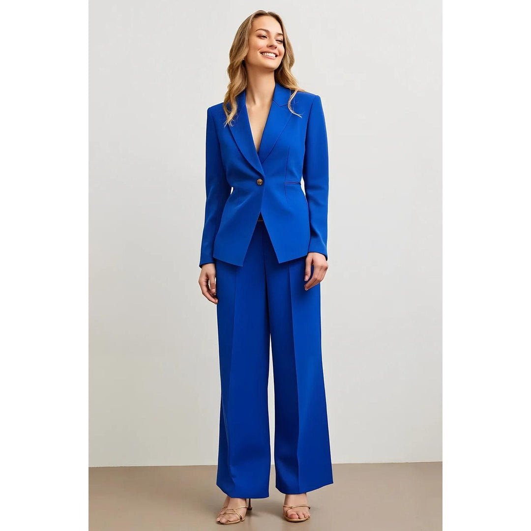 royal blue dress suit womens INSPIRE CHIC Women's Office Long Sleeve Blazer Sets and Pencil Skirt Suit 2 Pieces set Medium Royal Blue