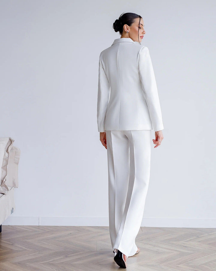 solovedress SoloveDress Women’s White 3-Piece Suit Set – Blazer, Vest and Pants with Satin Lapel