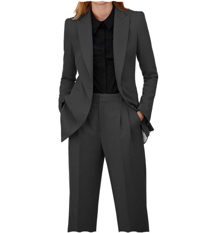 solovedress SoloveDress Women Suit 2 Piece Peak Lapel Blazer and Pants