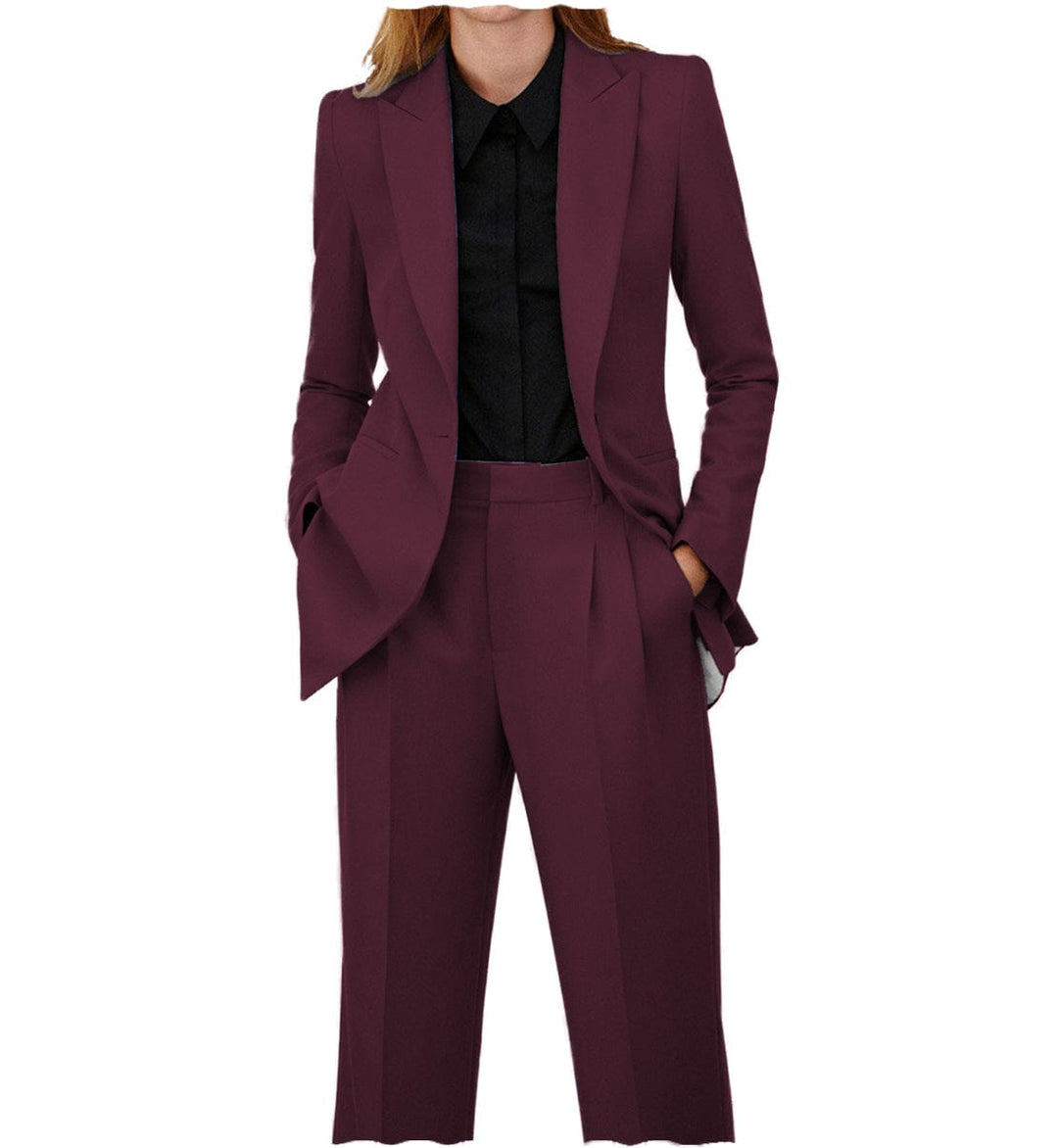 solovedress SoloveDress Women Suit 2 Piece Peak Lapel Blazer and Pants