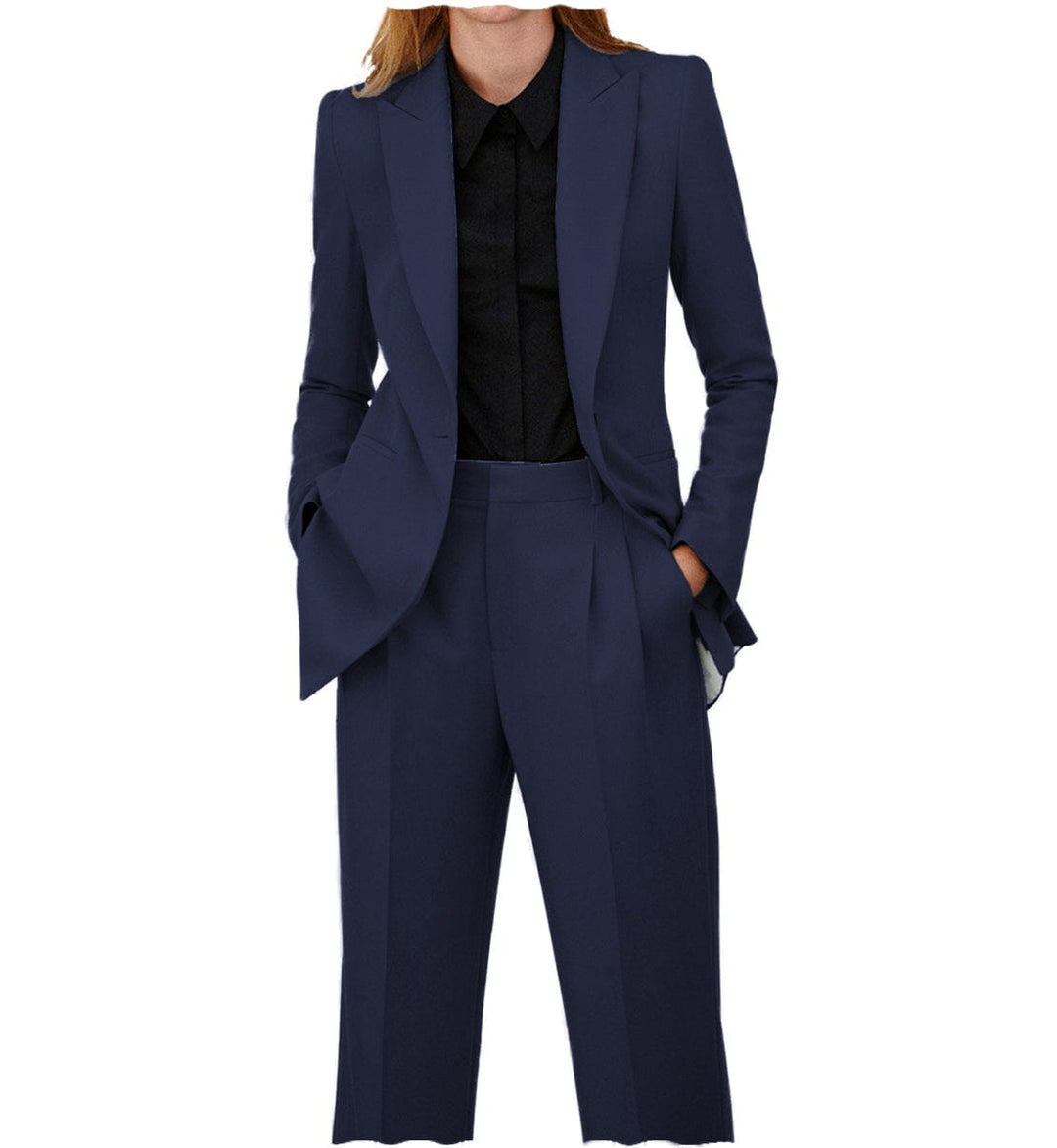 solovedress SoloveDress Women Suit 2 Piece Peak Lapel Blazer and Pants