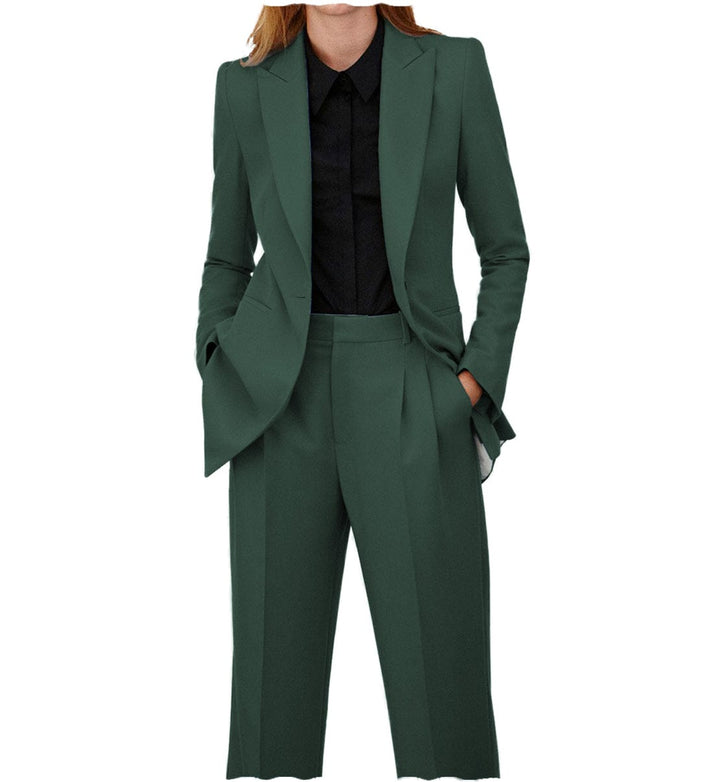 solovedress SoloveDress Women Suit 2 Piece Peak Lapel Blazer and Pants
