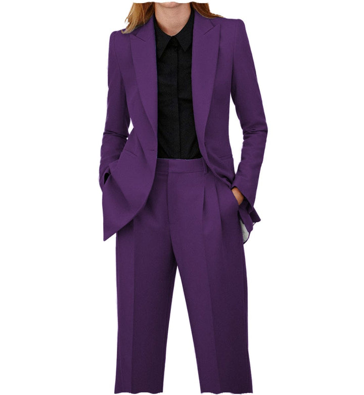solovedress SoloveDress Women Suit 2 Piece Peak Lapel Blazer and Pants