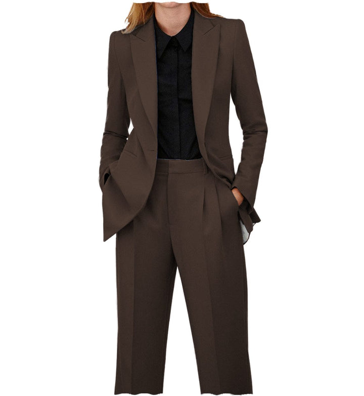 solovedress SoloveDress Women Suit 2 Piece Peak Lapel Blazer and Pants