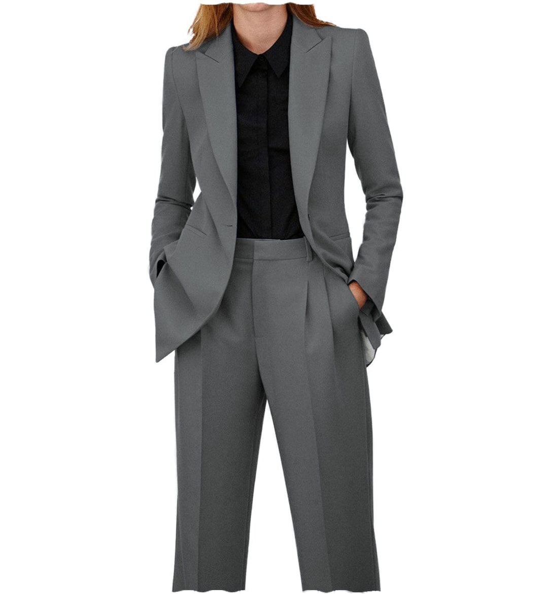 solovedress SoloveDress Women Suit 2 Piece Peak Lapel Blazer and Pants