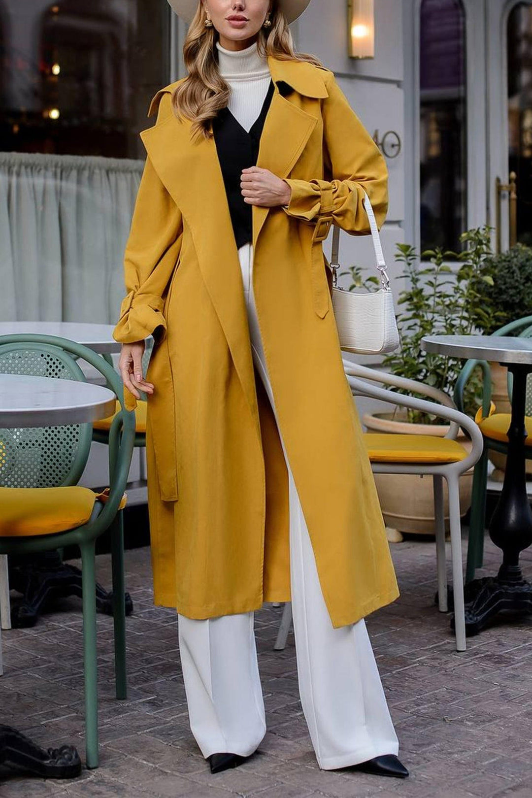 solovedress Spring Lapel Fashion Casual Belt Waisted Women's Trench Coat