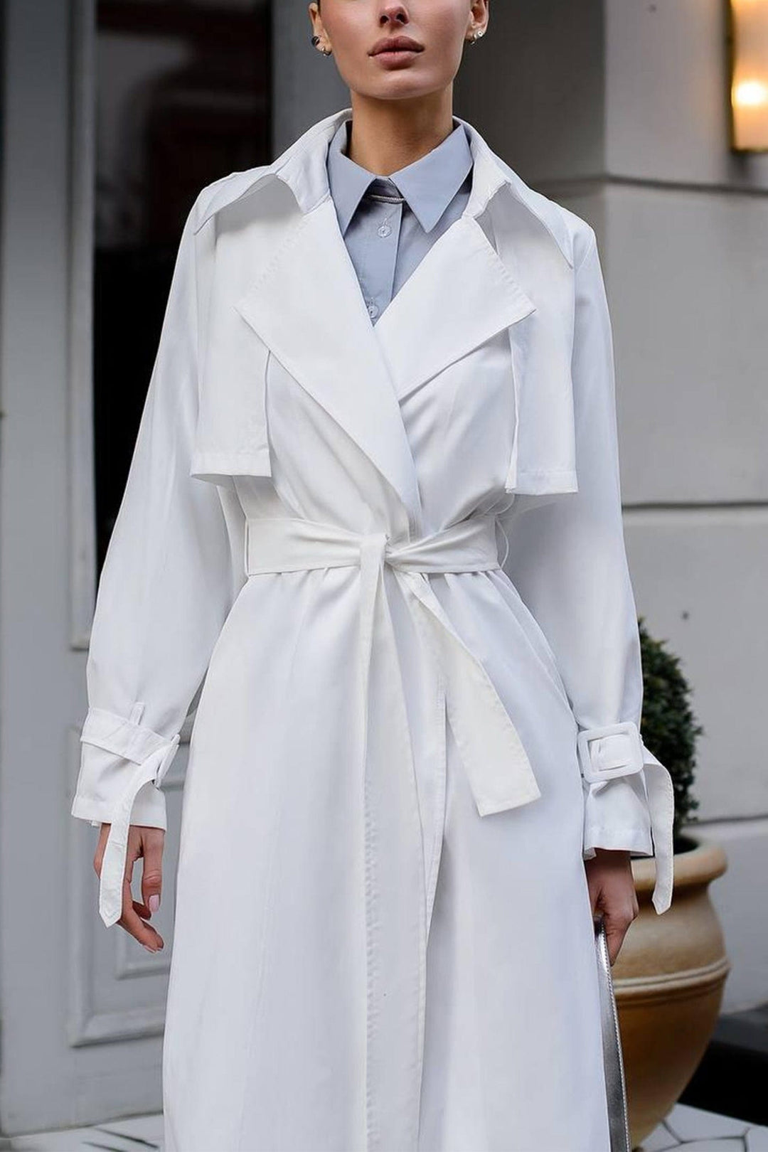 solovedress Spring Lapel Fashion Casual Belt Waisted Women's Trench Coat
