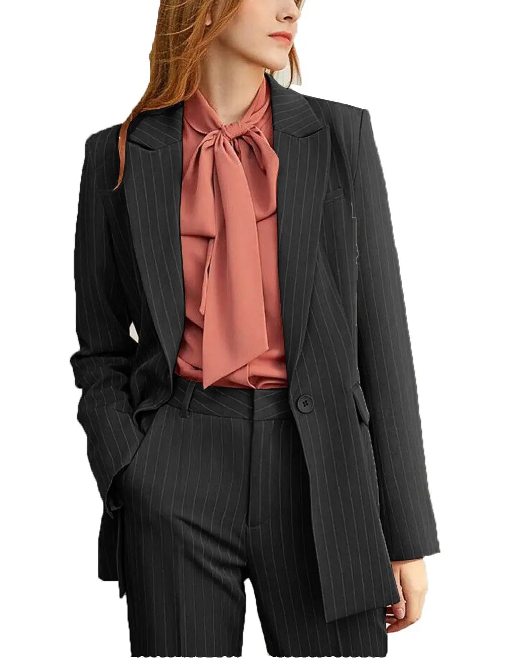 solovedress Striped Peak Lapel 2 Pieces Women Suit