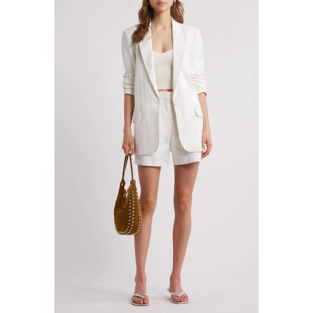 womens white linen dress suit SNOW White Linen Pantsuit Women's Lined 2-Piece Suit