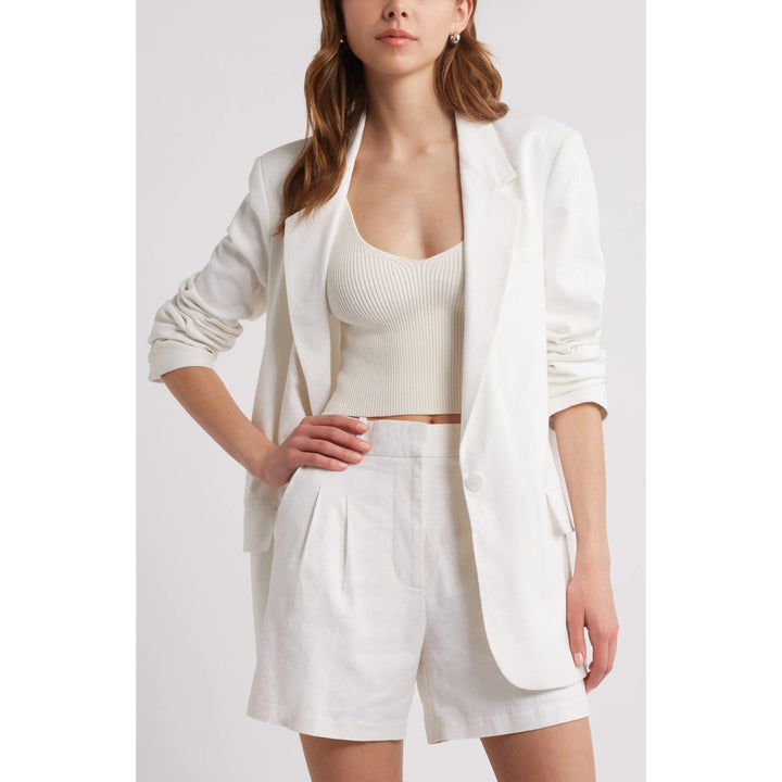 womens white linen dress suit SNOW White Linen Pantsuit Women's Lined 2-Piece Suit