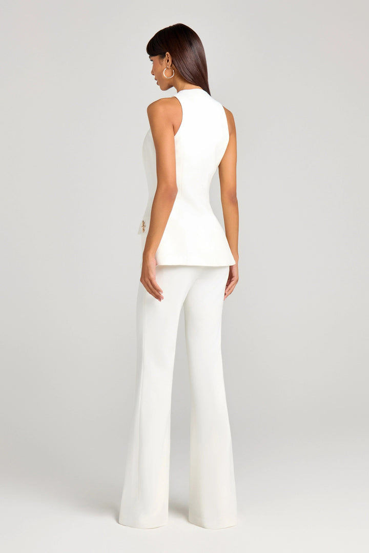 solovedress White Single Breasted Casual Women Waistcoat