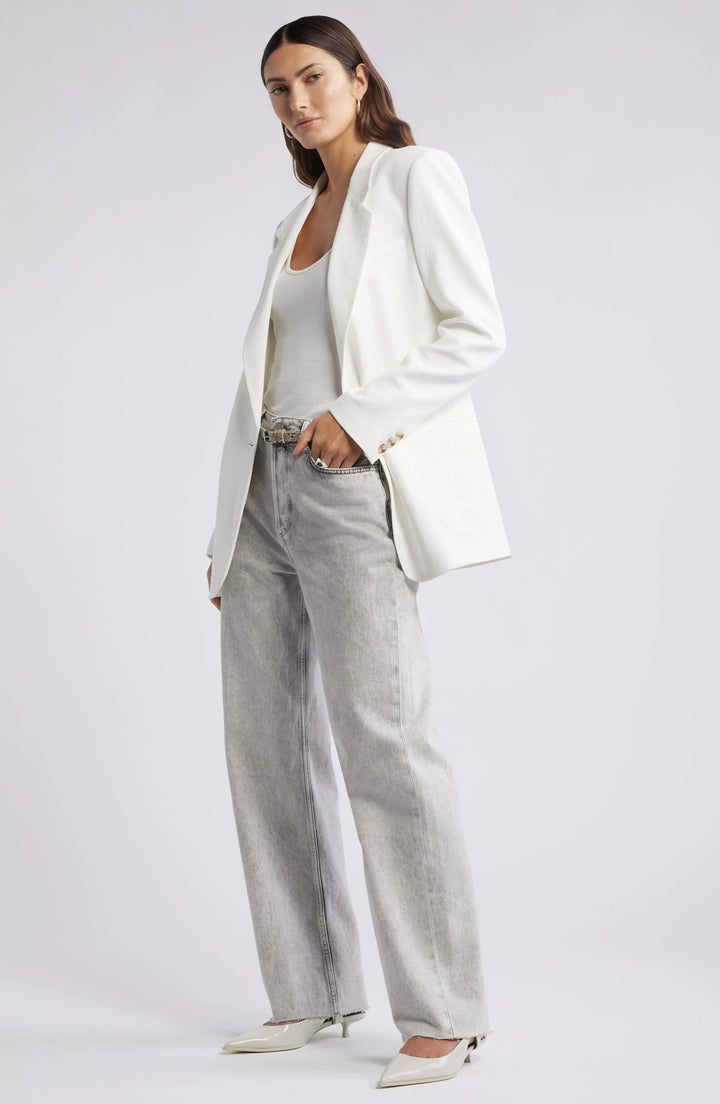 solovedress White Summer Linen Single Button Notch Lapel Casual Women Blazer