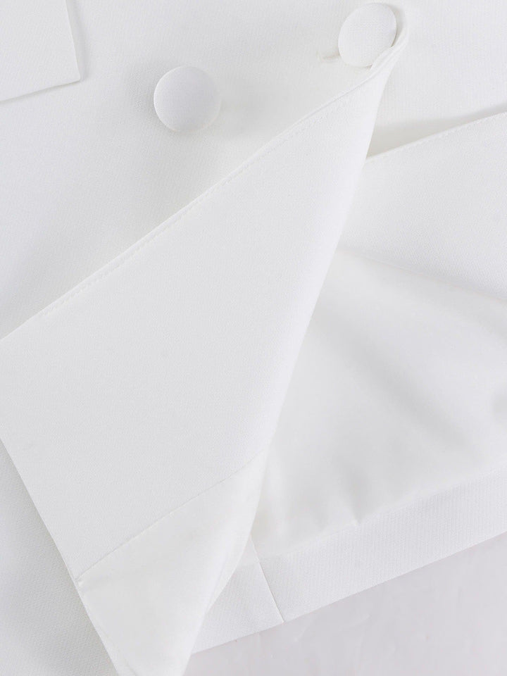 solovedress White Women’s Double Breasted Blazer – Peak Lapel, Fully Lined