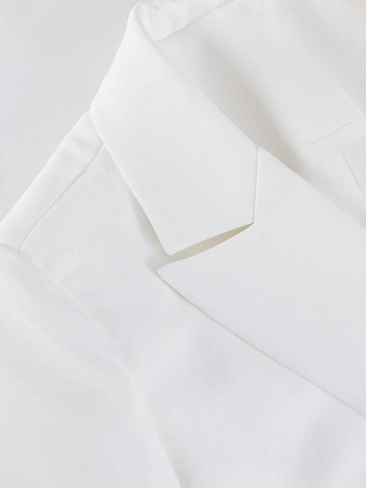 solovedress White Women’s Double Breasted Blazer – Peak Lapel, Fully Lined