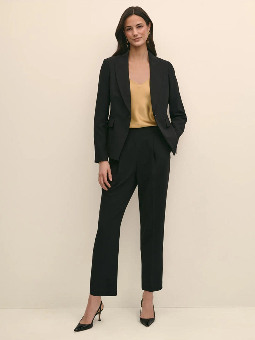 solovedress Women’s Black Two-Piece Suit – Blazer & Pants | Peak Lapel