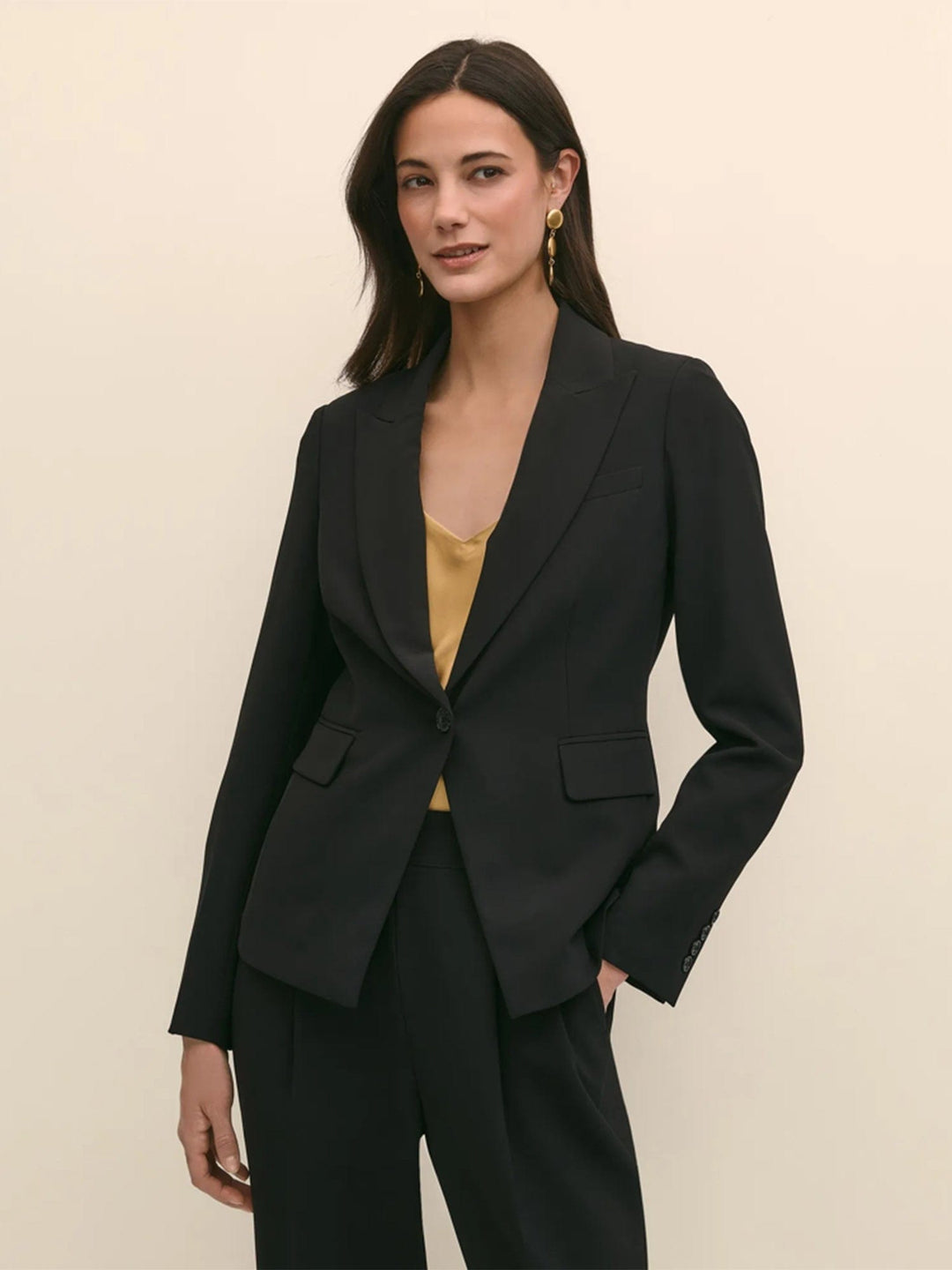 solovedress Women’s Black Two-Piece Suit – Blazer & Pants | Peak Lapel