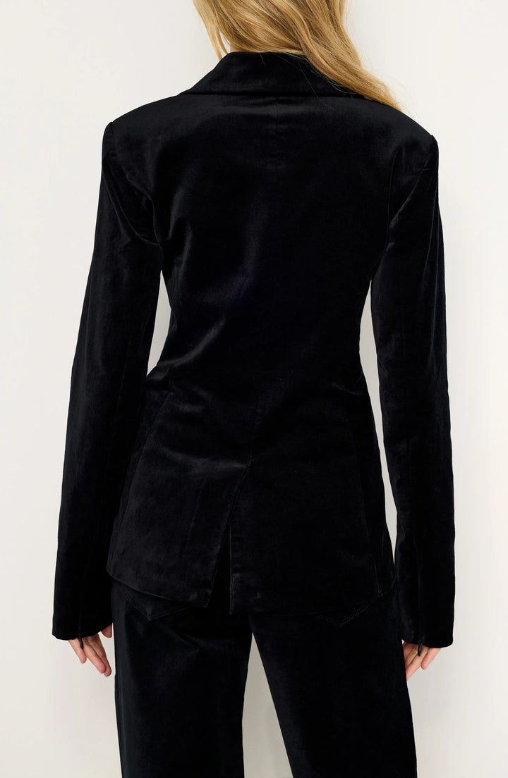 solovedress Women’s Black Velvet Blazer Pants Suit – Elegant Two-Piece Set
