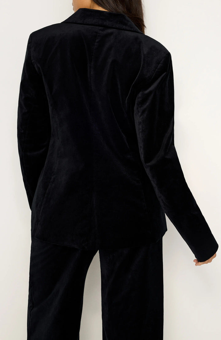 solovedress Women’s Black Velvet Blazer Pants Suit – Elegant Two-Piece Set