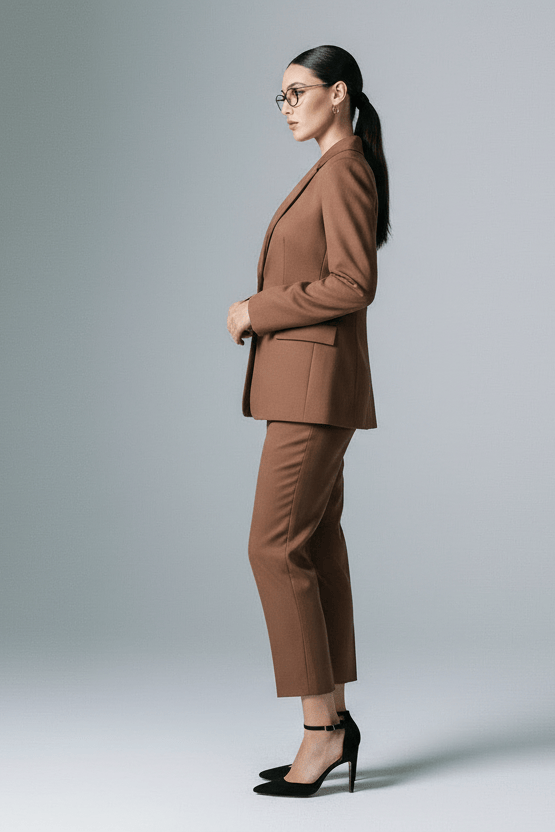 solovedress Women’s Brown Two-Piece Suit – Blazer & Pants | Peak Lapel