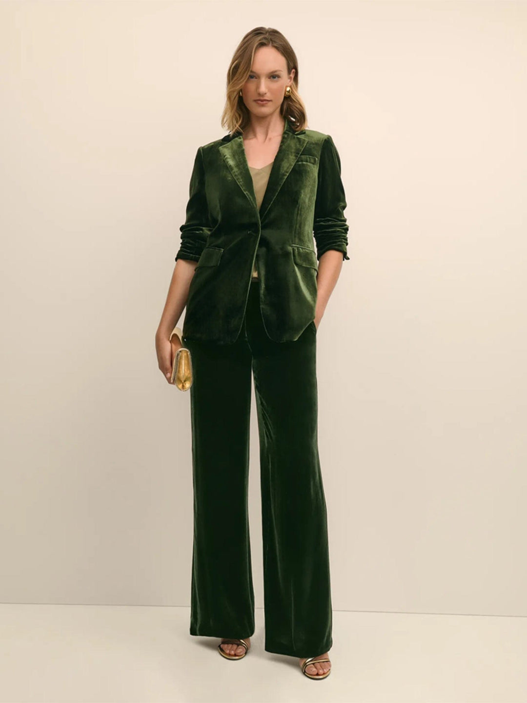 solovedress Women’s Dark Green Velvet Suit – Blazer & Pants