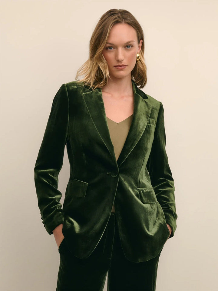 solovedress Women’s Dark Green Velvet Suit – Blazer & Pants