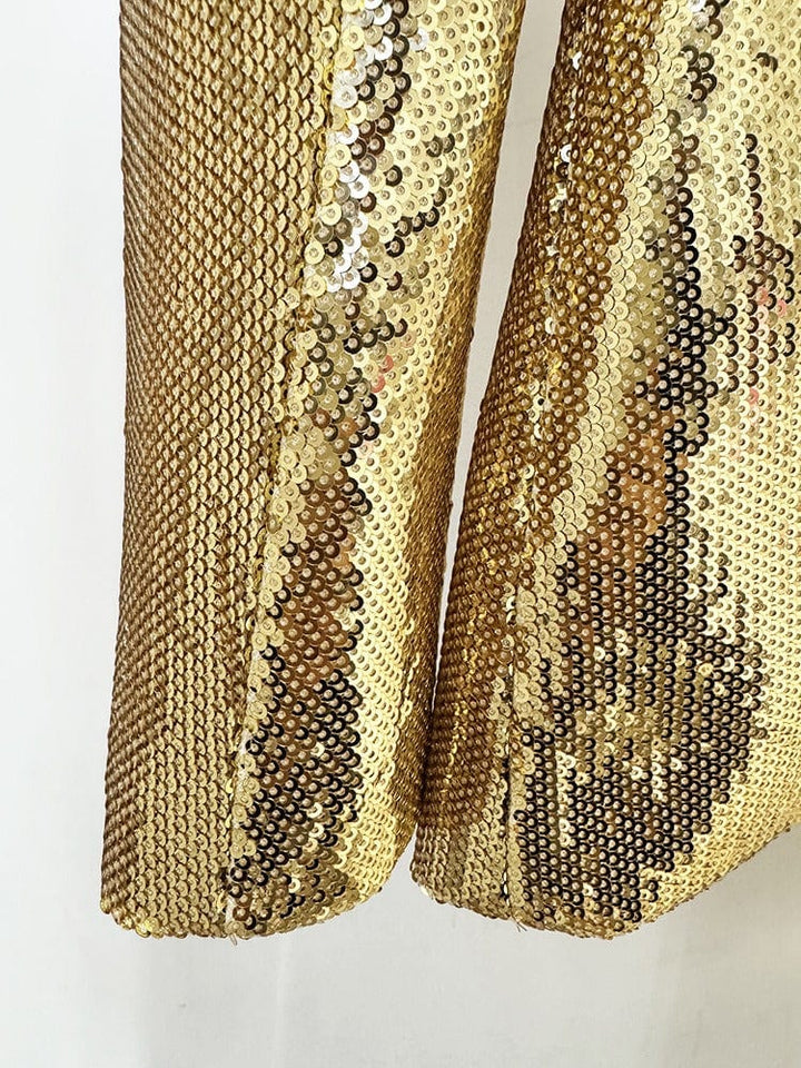 solovedress Women's Fashion Gold Sequin Two-Piece Suit