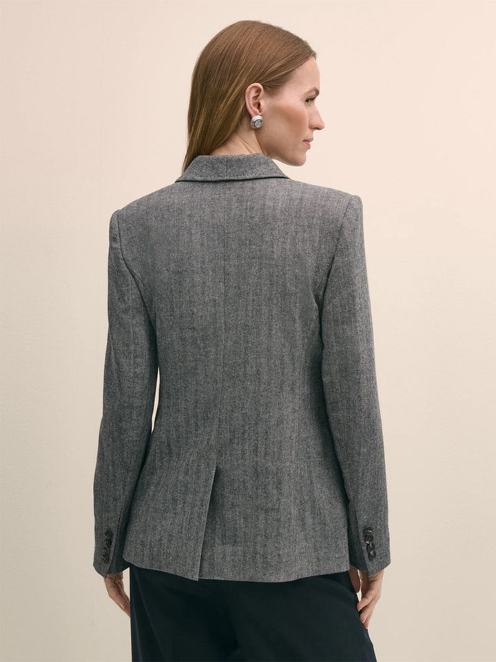 solovedress Women's Herringbone Shawl Lapel Blazer – Double Button