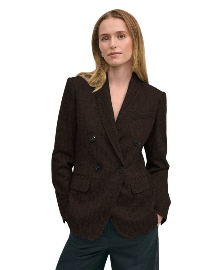 solovedress Women's Herringbone Shawl Lapel Blazer – Double Button