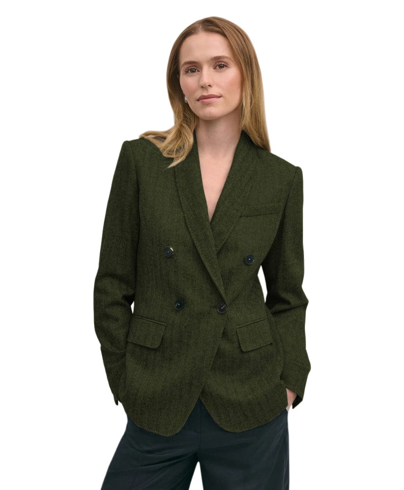 solovedress Women's Herringbone Shawl Lapel Blazer – Double Button