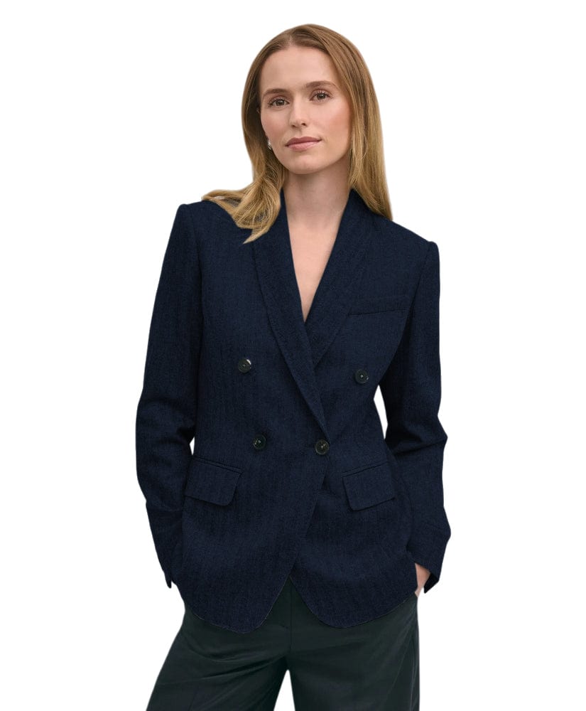 solovedress Women's Herringbone Shawl Lapel Blazer – Double Button
