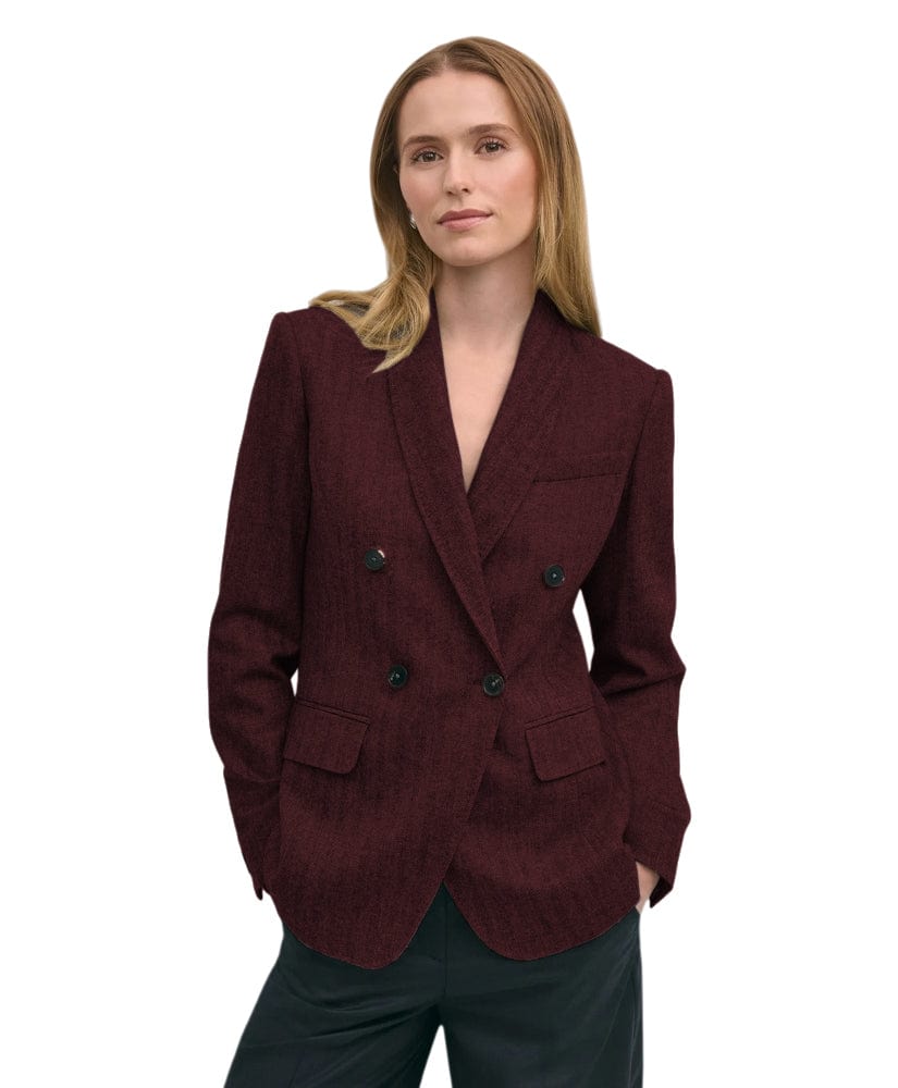 solovedress Women's Herringbone Shawl Lapel Blazer – Double Button