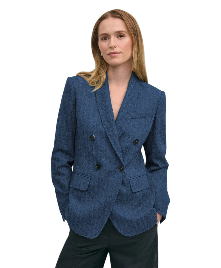 solovedress Women's Herringbone Shawl Lapel Blazer – Double Button
