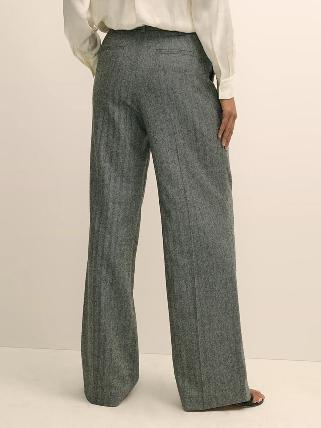 solovedress Women’s Herringbone Straight-Leg Pants – Zip Closure