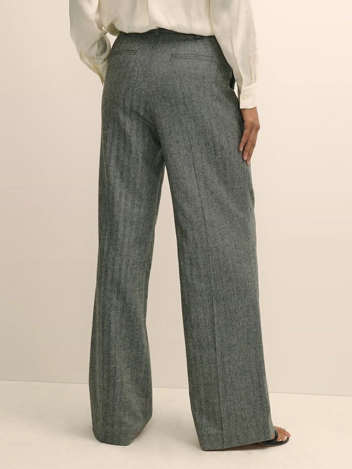 solovedress Women’s Herringbone Straight-Leg Pants – Zip Closure