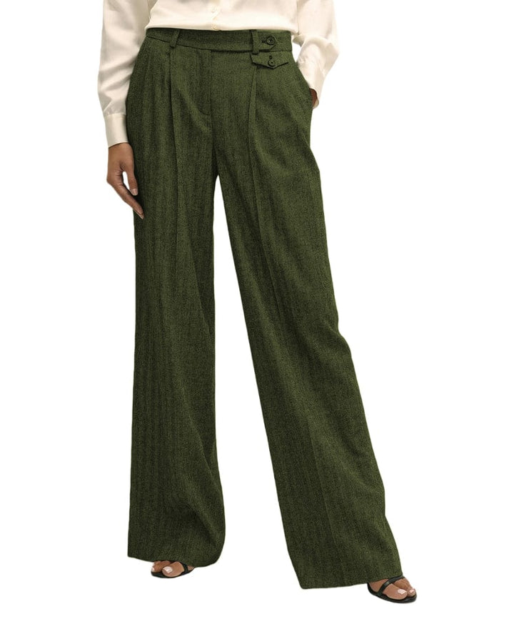 solovedress Women’s Herringbone Straight-Leg Pants – Zip Closure