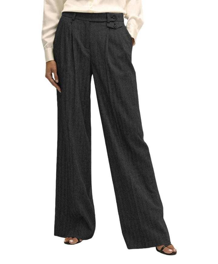 solovedress Women’s Herringbone Straight-Leg Pants – Zip Closure