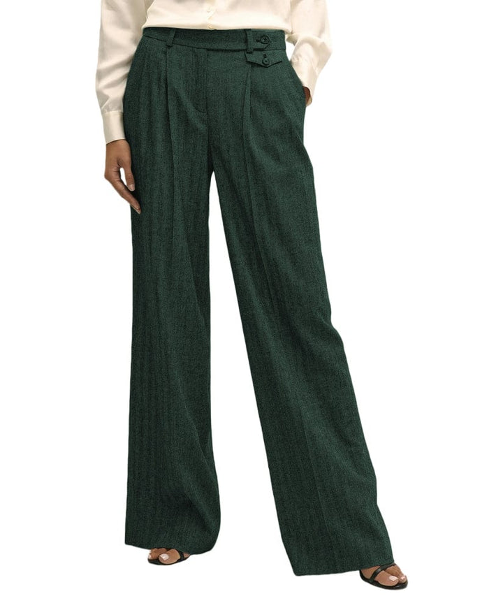 solovedress Women’s Herringbone Straight-Leg Pants – Zip Closure