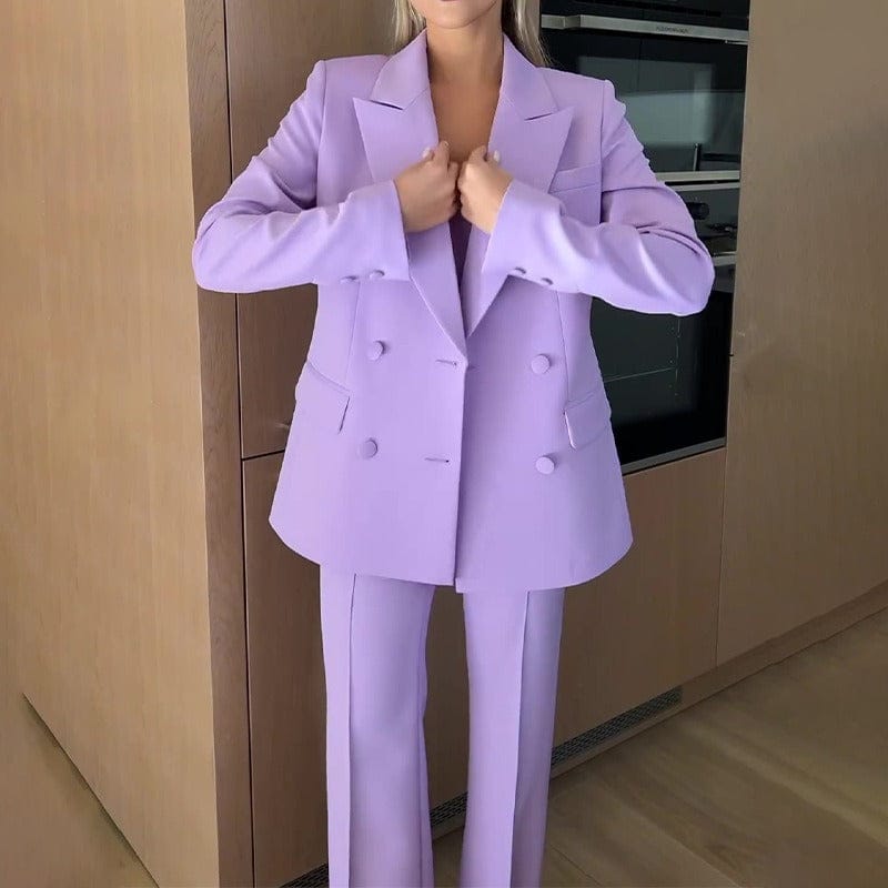 solovedress Women’s Light Blue 3-Piece Suit – Blazer, Strapless Top & Pants