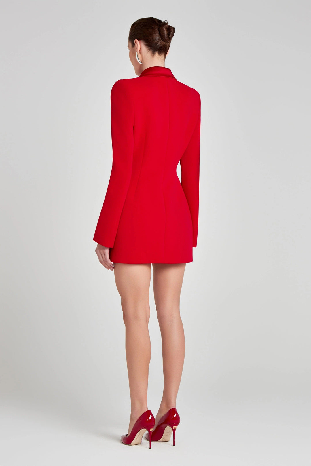 solovedress Women’s Red Double Breasted Suit Set – Satin Lapel Blazer & Pants